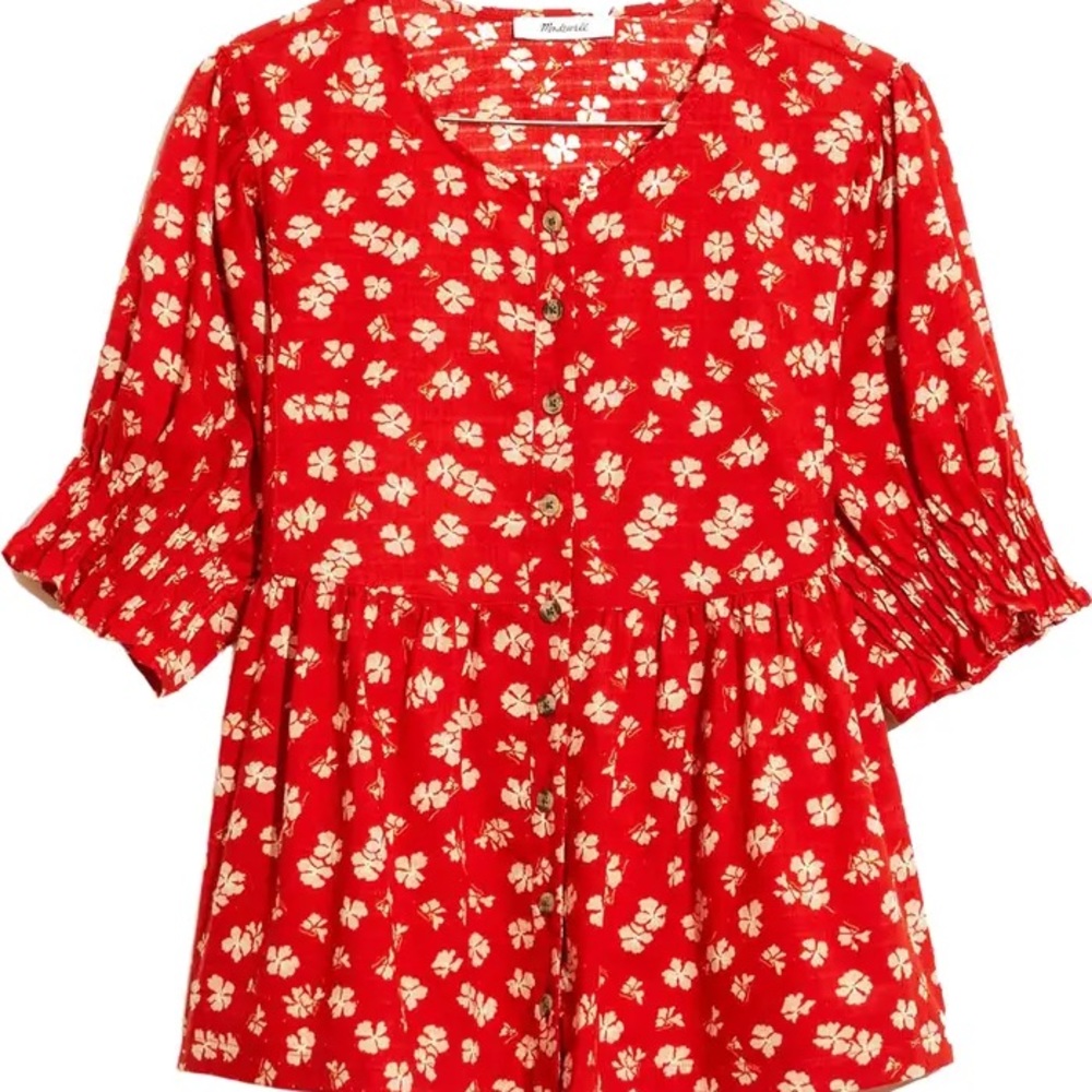 Madewell puff sleeve floral top